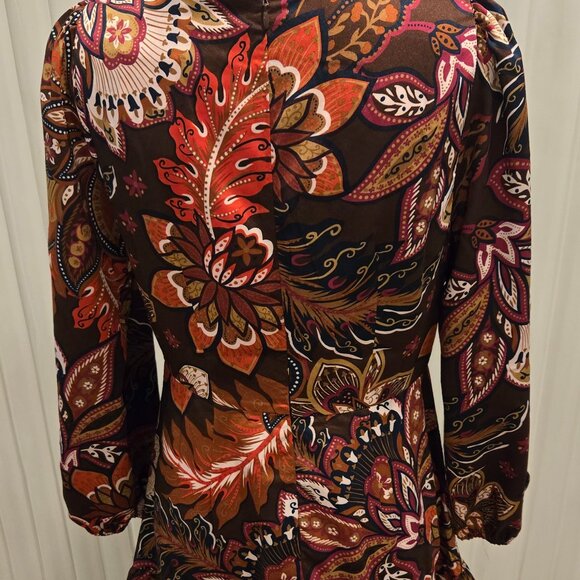 LOFT FESTIVE HOLIDAY MINI drop waist Floral Long Sleeve Dress 6P, fits 6-8 reg - Picture 2 of 6